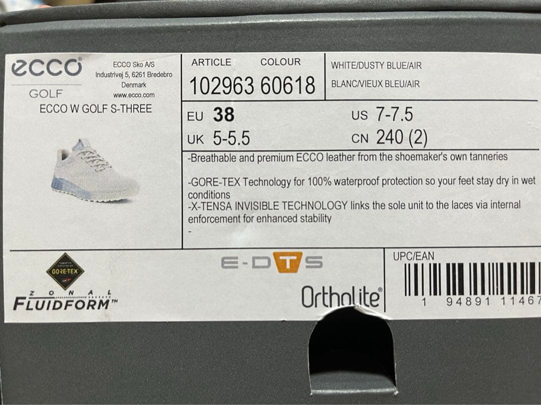 新品エコーECCOGolf SThreeレザーGoreTexゴルフシューズ24