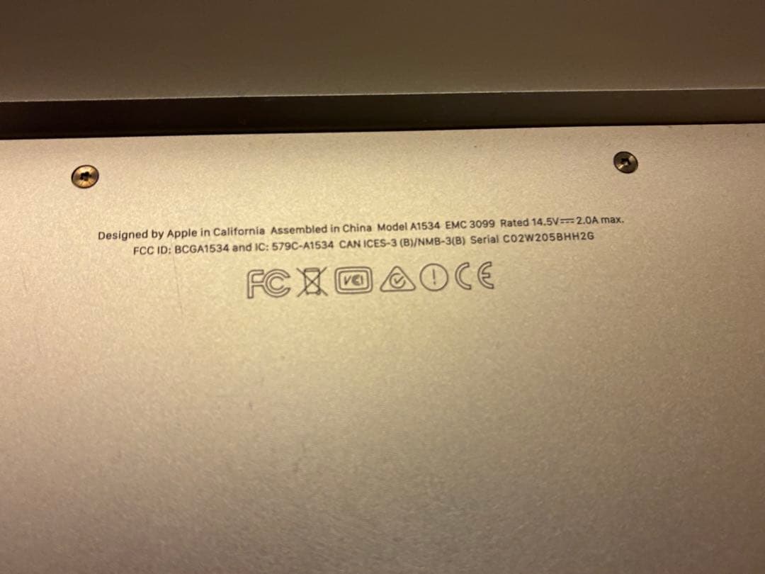 Apple MacBook ゴールド 12インチ A1534 2018年購入