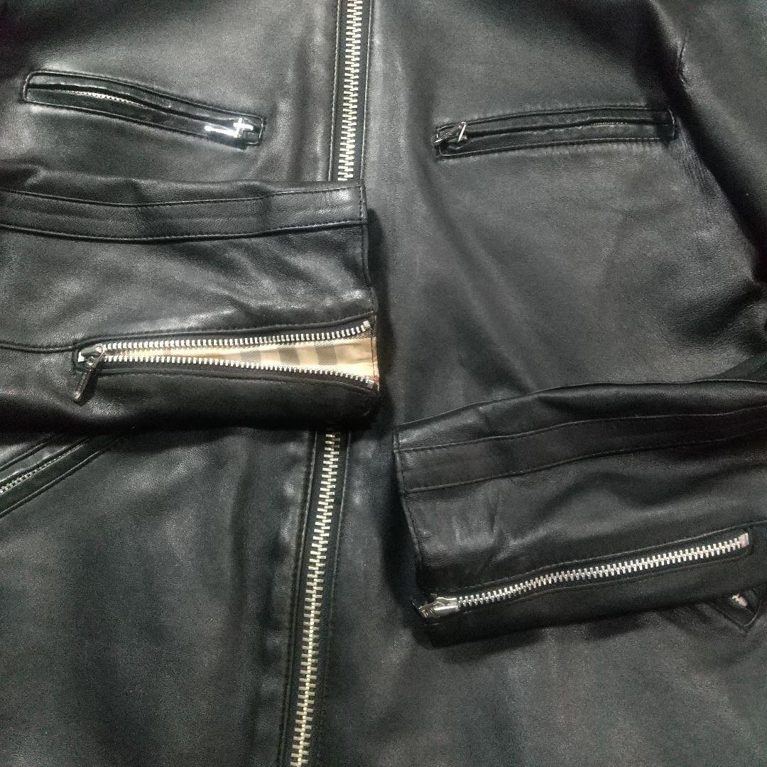 バーバリーブラックレーベル ライダース ブルゾン 革ジャン ラムレザー アウター