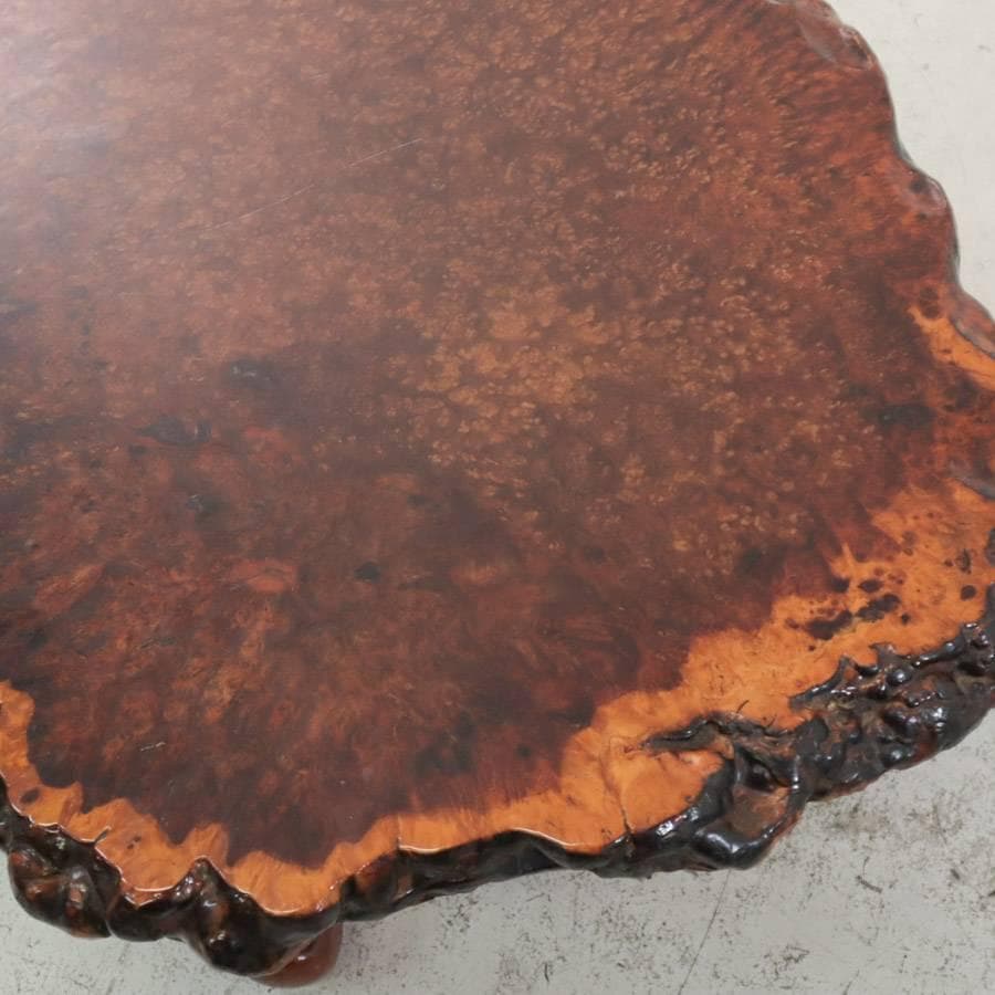 値下高級銘木 唐木 花梨 瘤杢 葡萄杢 一枚板 座卓 猫脚 99×66×31cm