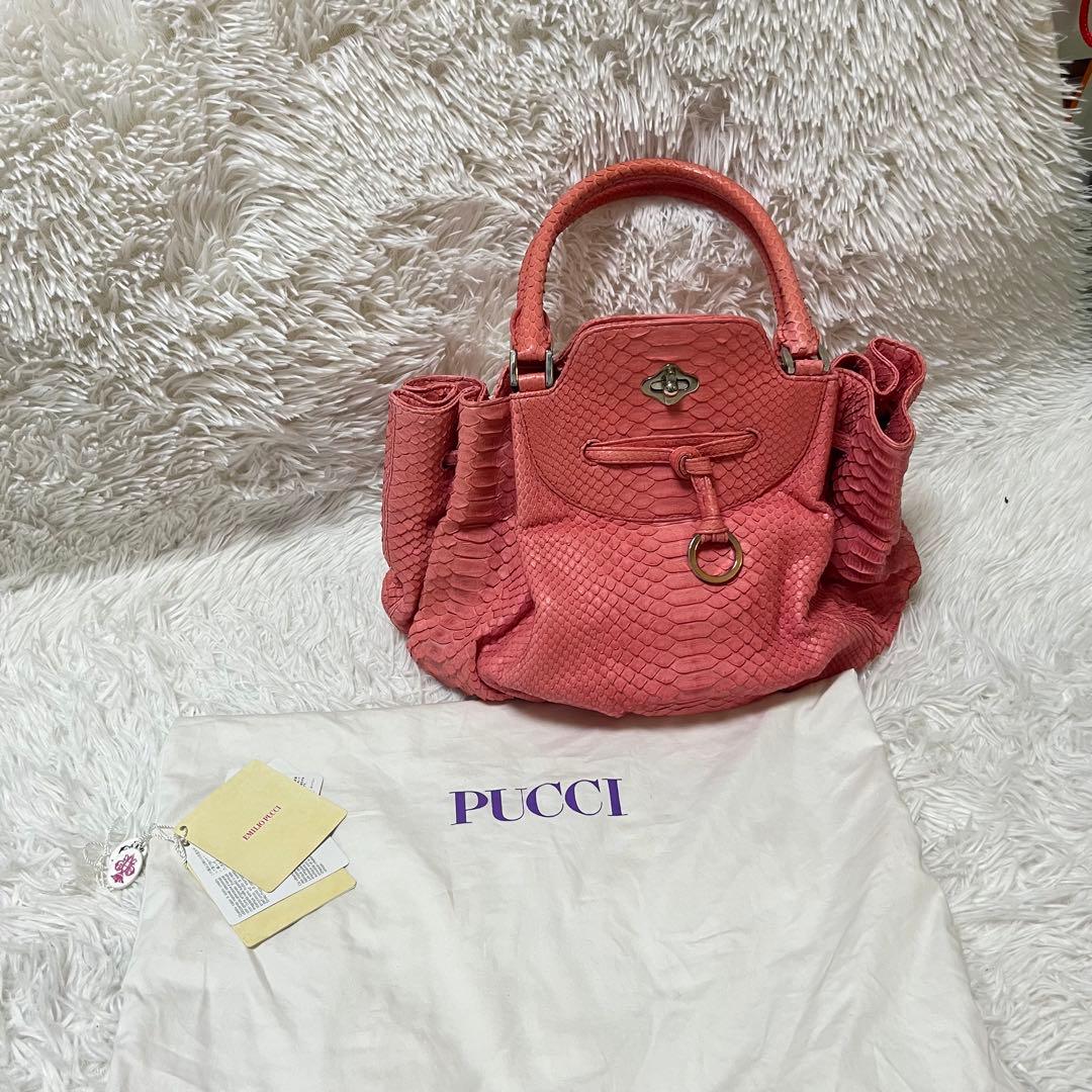 最高級 EMILIO PUCCI エミリオプッチ レザー バッグ ピンク