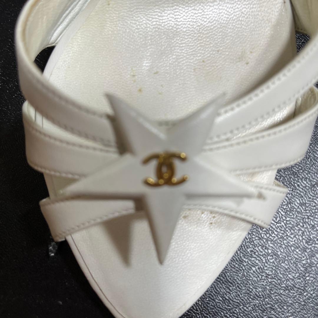 CHANEL ホワイト サンダル 中ヒール36C