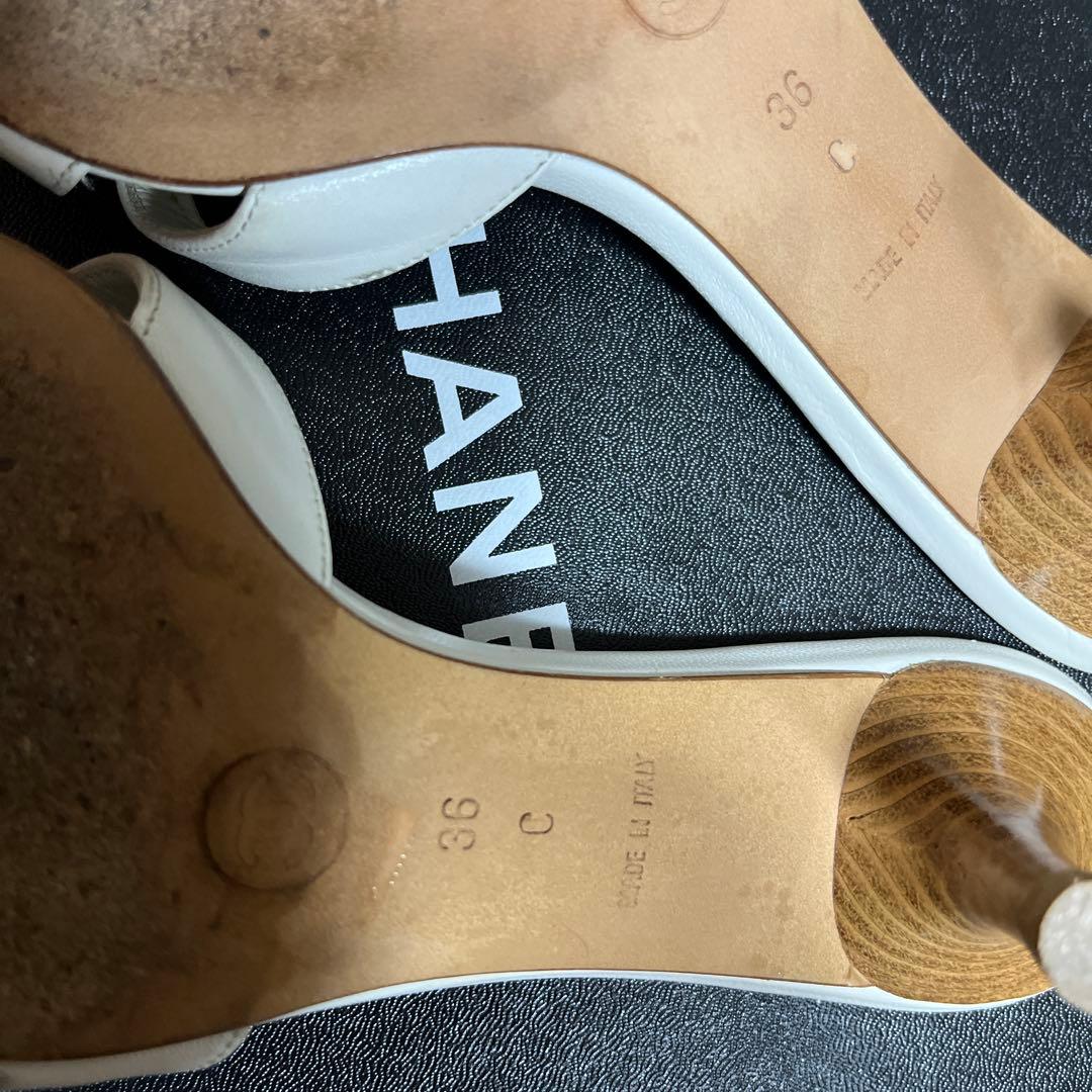 CHANEL ホワイト サンダル 中ヒール36C