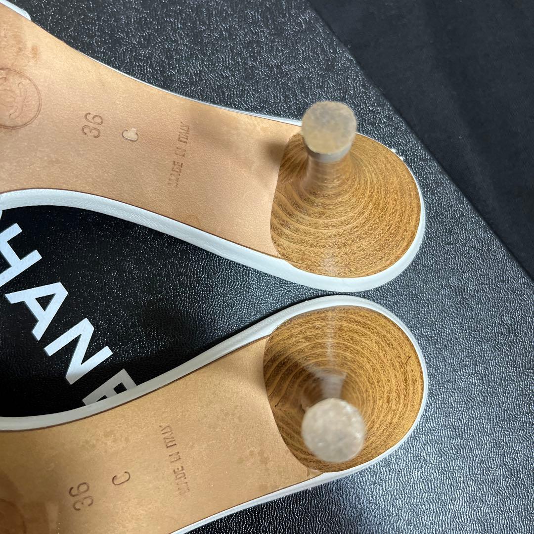 CHANEL ホワイト サンダル 中ヒール36C
