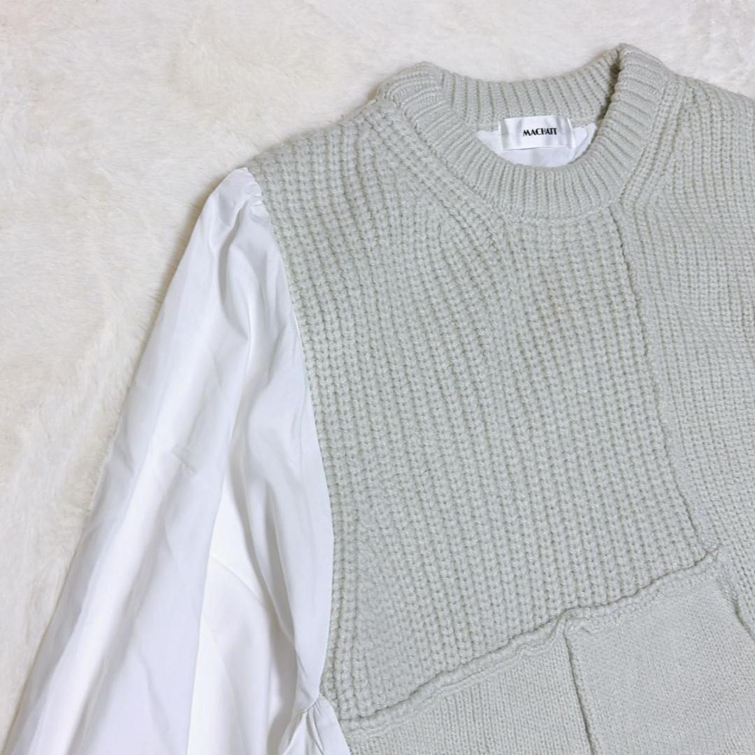 極美品 フレアドッキングシャツニット アルパカ混 プルオーバー フリーサイズ