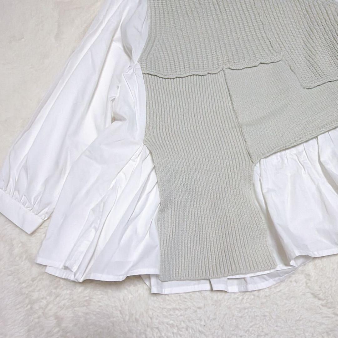 極美品 フレアドッキングシャツニット アルパカ混 プルオーバー フリーサイズ