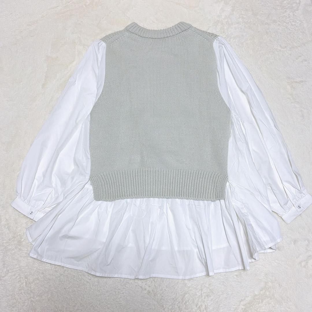 極美品 フレアドッキングシャツニット アルパカ混 プルオーバー フリーサイズ