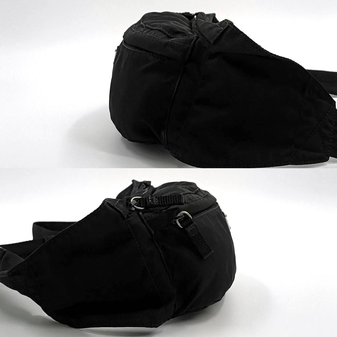 人気希少✨プラダ ウエストポーチ ボディバッグ ナイロン 三角ロゴ 黒 白タグ