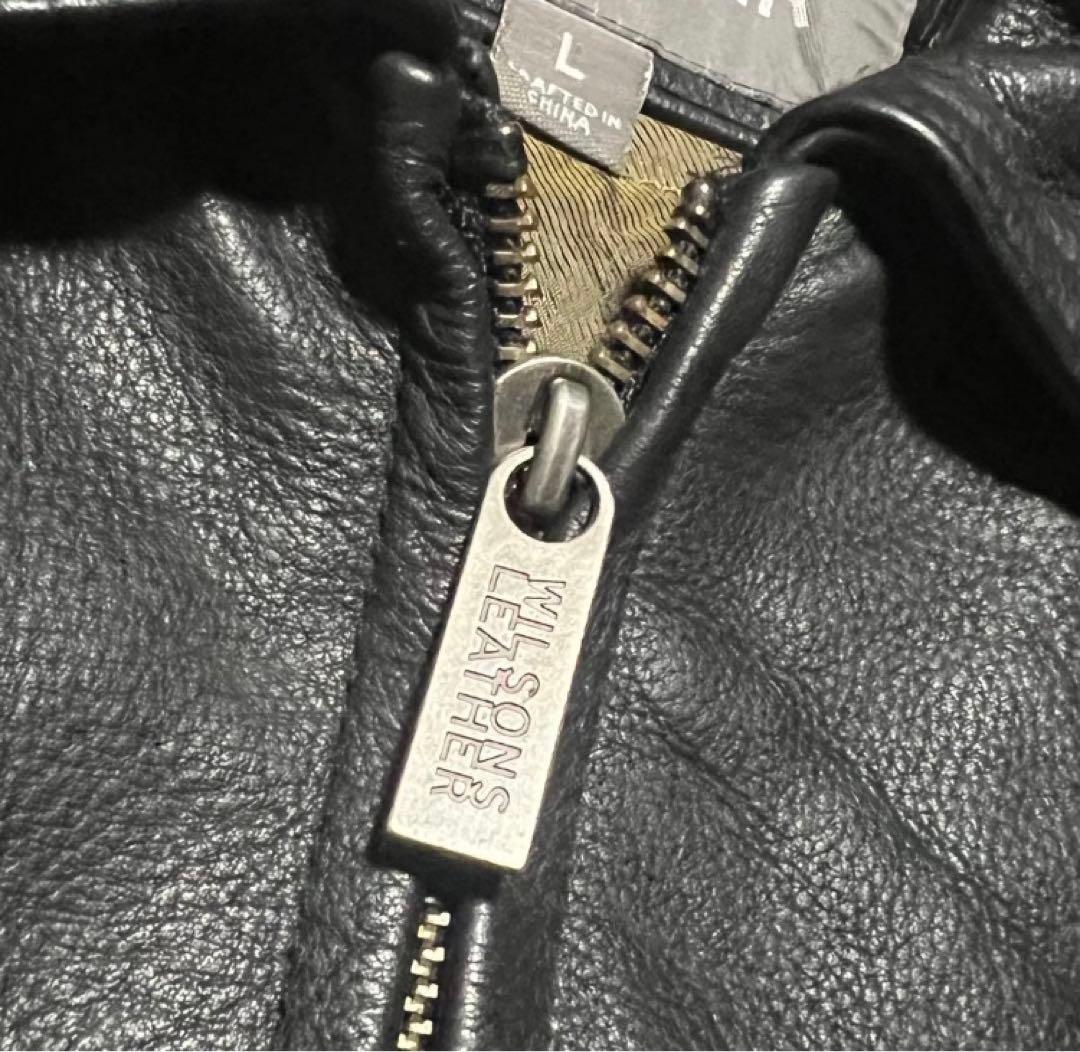 WILSONS本革ハーレーカスタム刺繍イーグルワッペンレザージャケットL古着