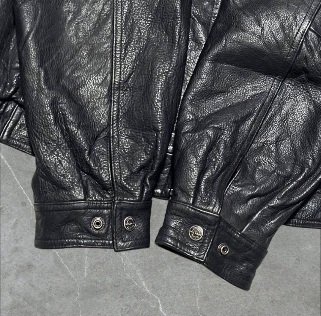 WILSONS本革ハーレーカスタム刺繍イーグルワッペンレザージャケットL古着