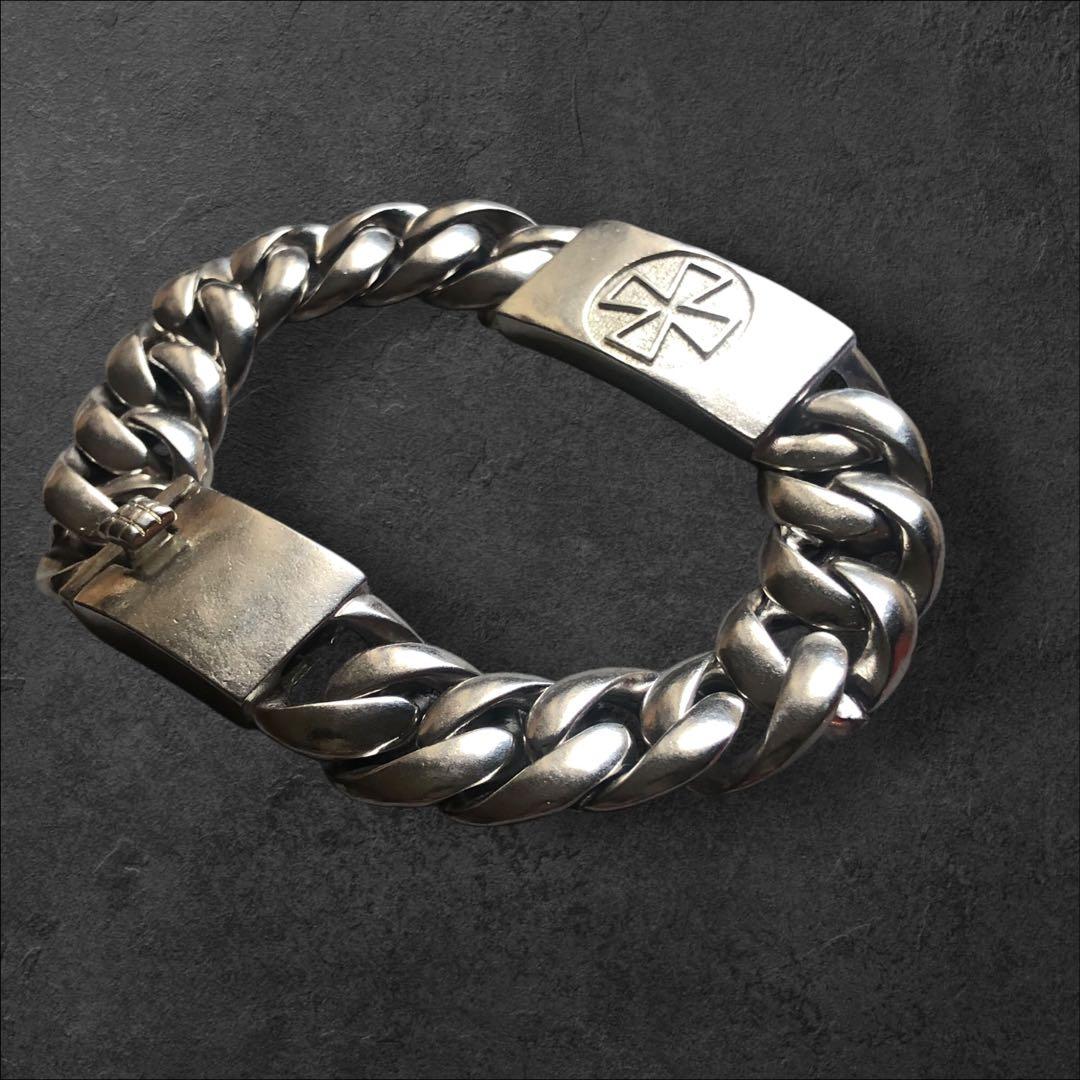 シルバー925 クロス　喜平チェーンブレスレット S925 刻印あり 80s