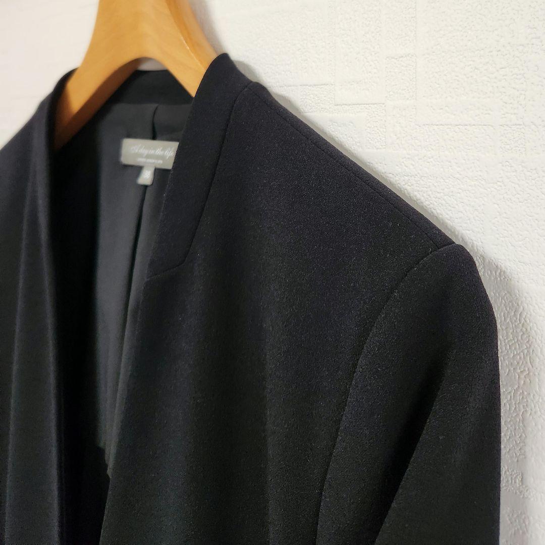 ユナイテッドアローズ　パンツスーツ　ブラック　無地　ノーカラー　テーパード　美品