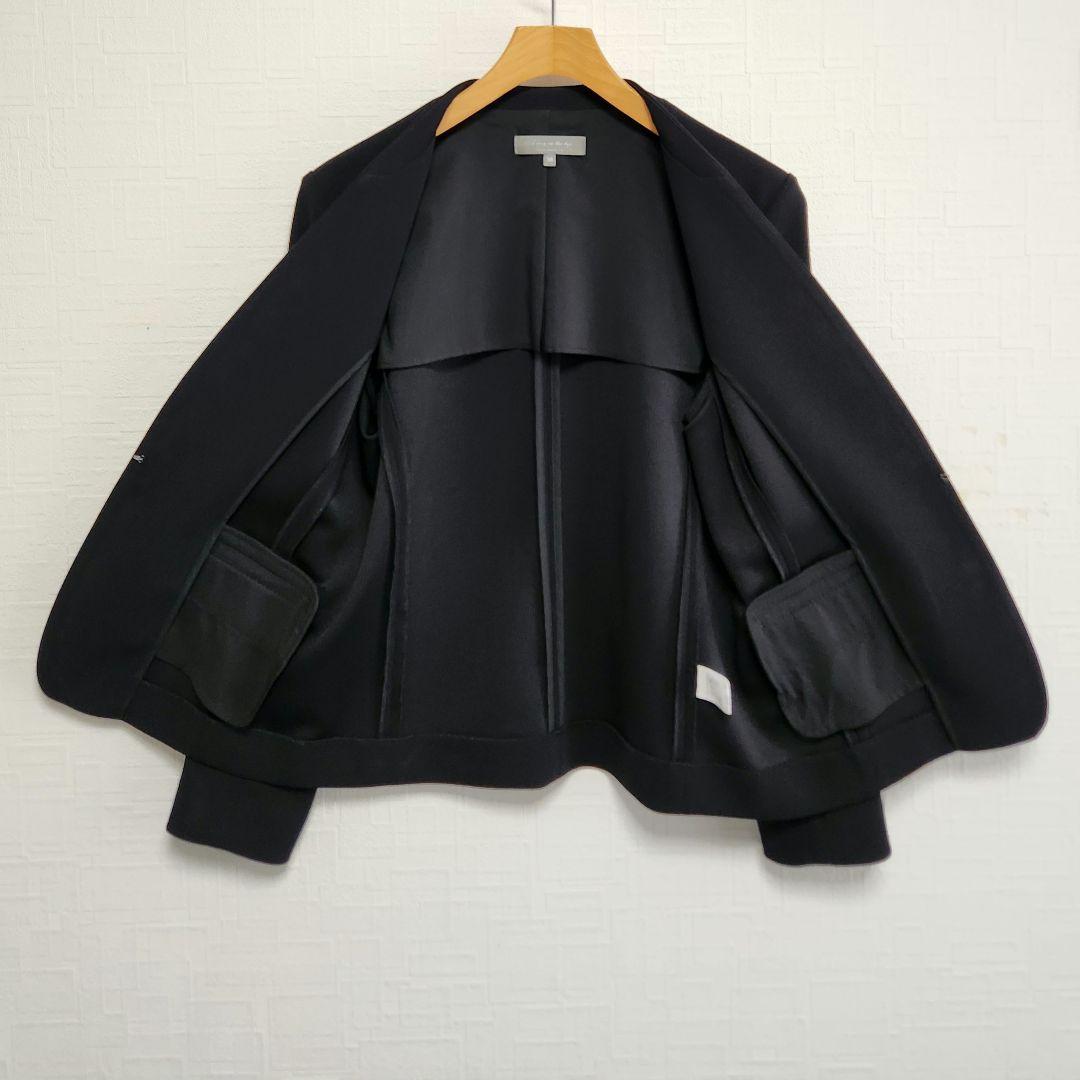 ユナイテッドアローズ　パンツスーツ　ブラック　無地　ノーカラー　テーパード　美品