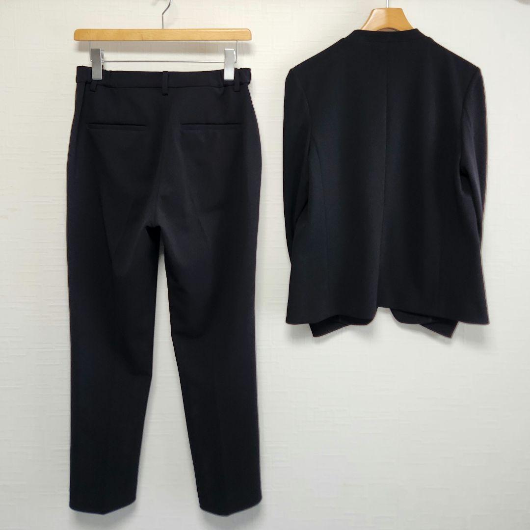 ユナイテッドアローズ　パンツスーツ　ブラック　無地　ノーカラー　テーパード　美品