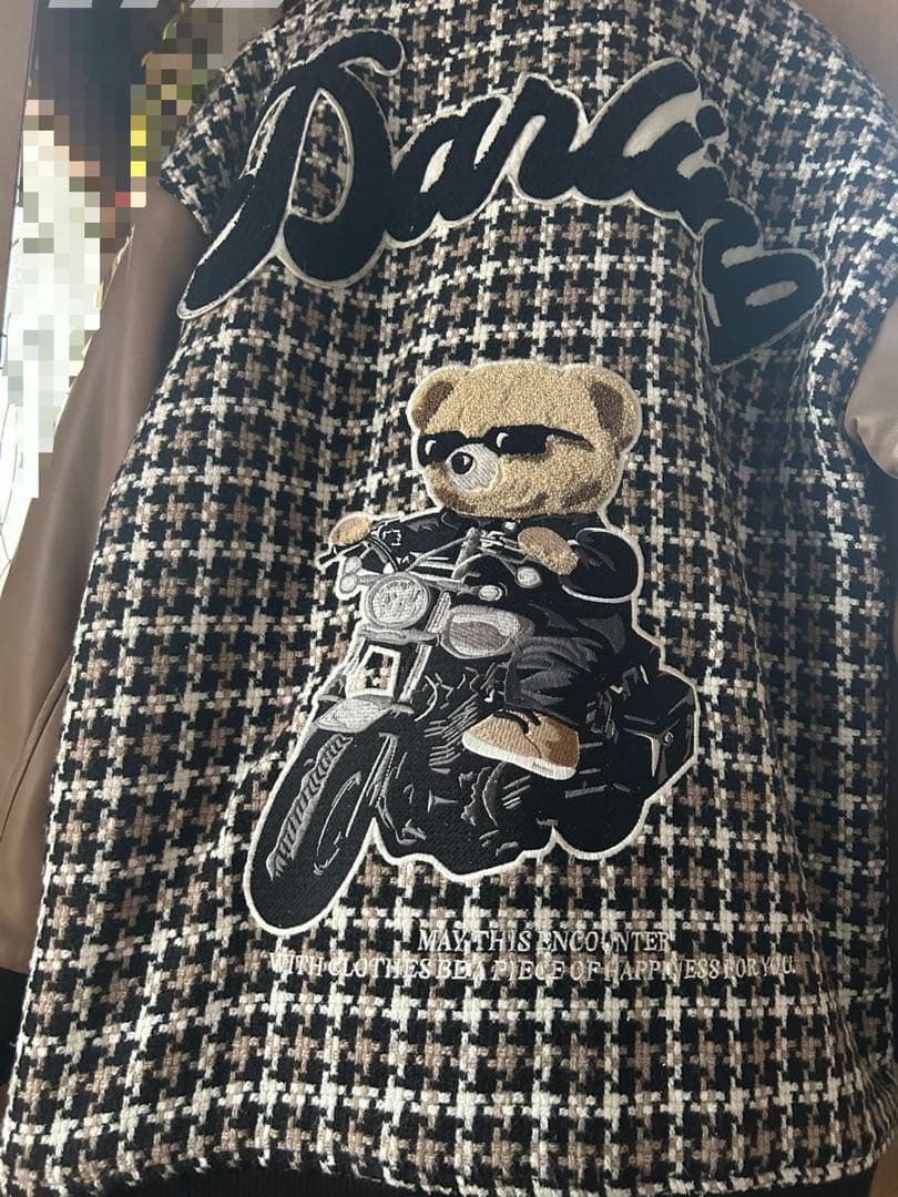 Darich Dベアチェックビッグスタジャン モカ