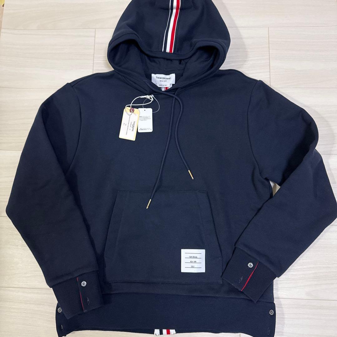 THOM BROWNE トムブラウントリコロールネイビー パーカー SIZE 1