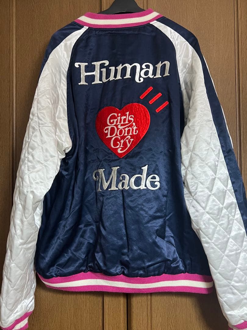 ラ*ン様 Human Made スカジャン ネイビー/ホワイト/ピンク