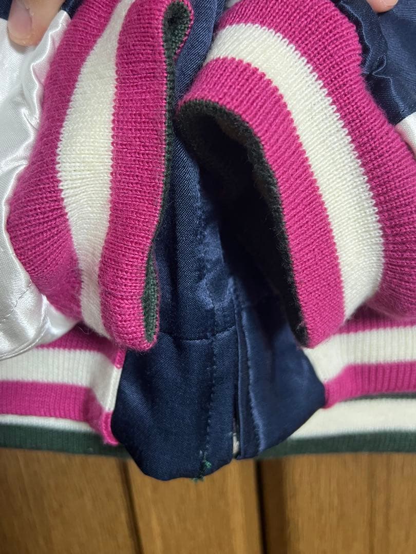 ラ*ン様 Human Made スカジャン ネイビー/ホワイト/ピンク