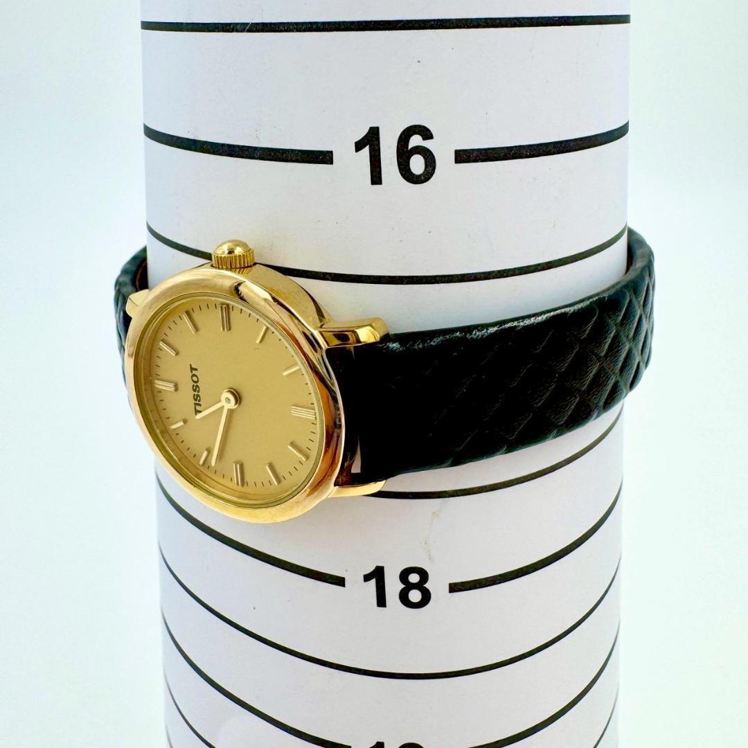 【新品電池】TISSOT ラウンド ゴールド文字盤 レザー クォーツ