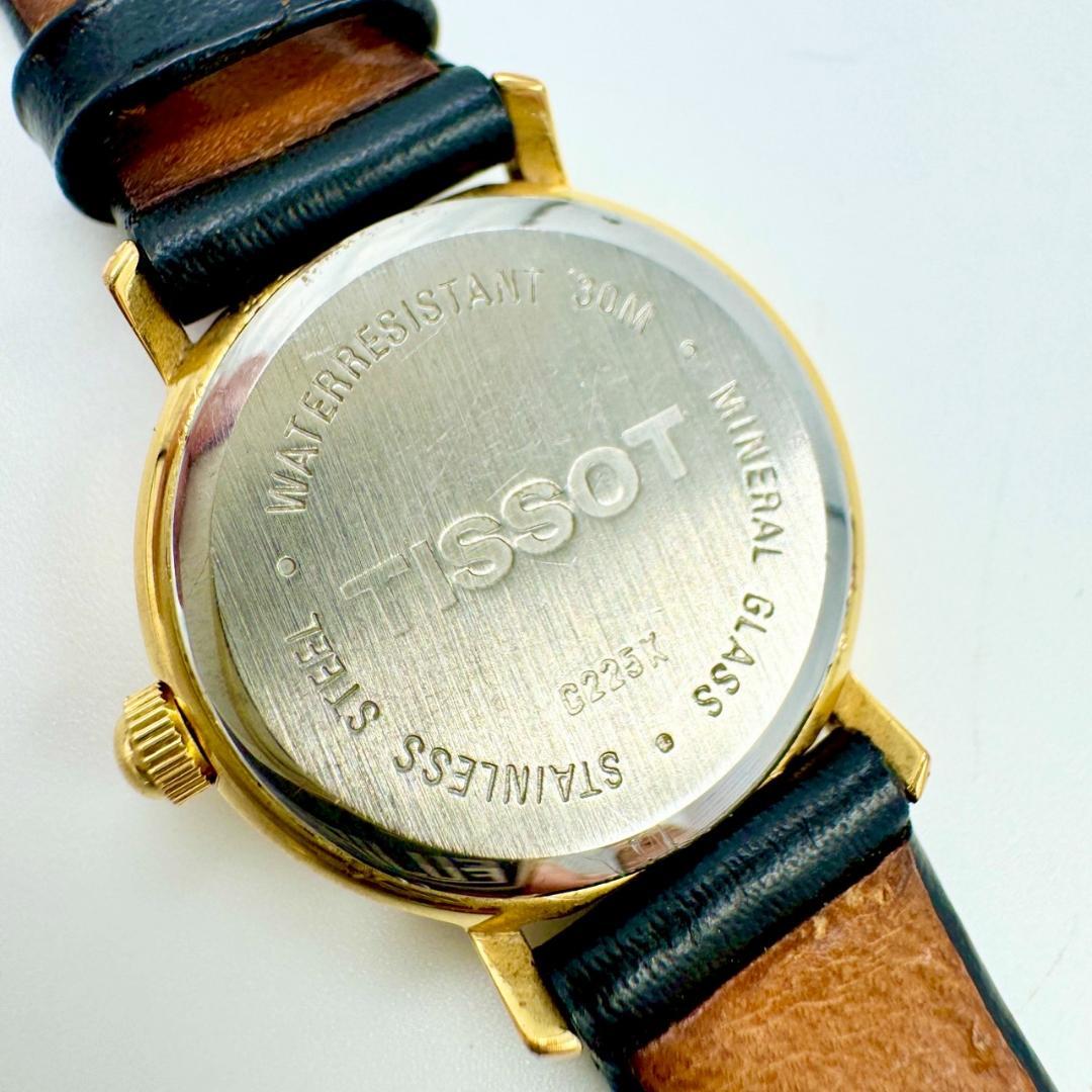【新品電池】TISSOT ラウンド ゴールド文字盤 レザー クォーツ