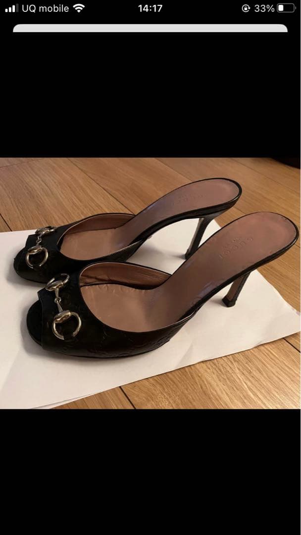 GUCCI ブラック オープントゥ ミュール❣️37