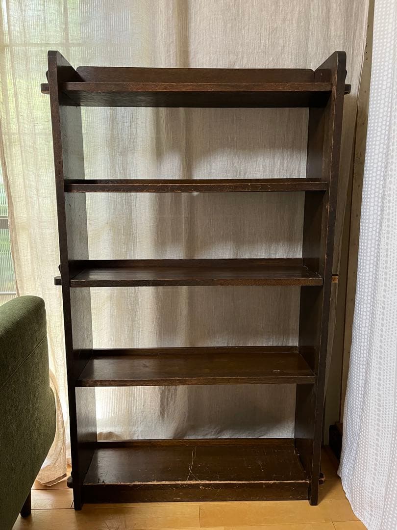 あ*た様 ヒビ割れあり　古い　本棚　くさび　136センチ　無垢　民藝　アンティー