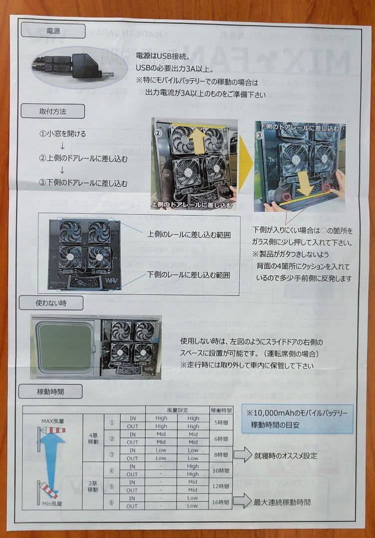 ハイエース小窓専用 　換気扇　 MIX FAN　（ミックスファン）