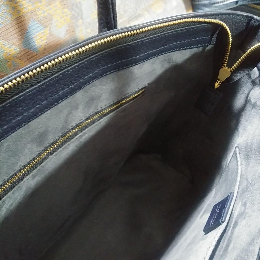 美品 HushTug ビジネスバッグ ネイビー モンゴルレザー