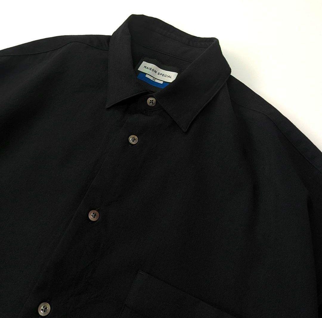 美品★メゾンスペシャル　ブラック　ウールシャツ　レギュラーカラー　オーバーサイズ