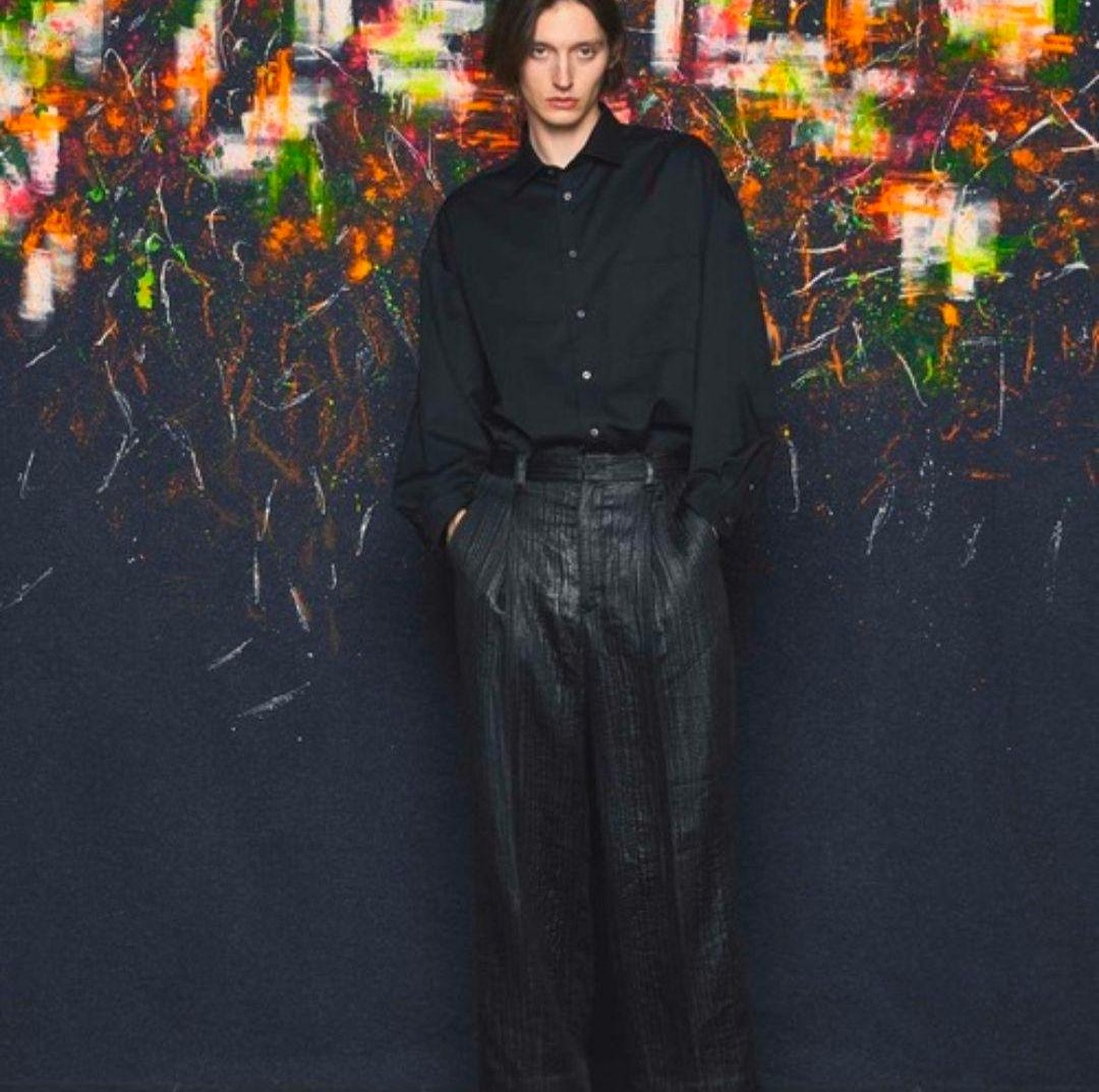 美品★メゾンスペシャル　ブラック　ウールシャツ　レギュラーカラー　オーバーサイズ