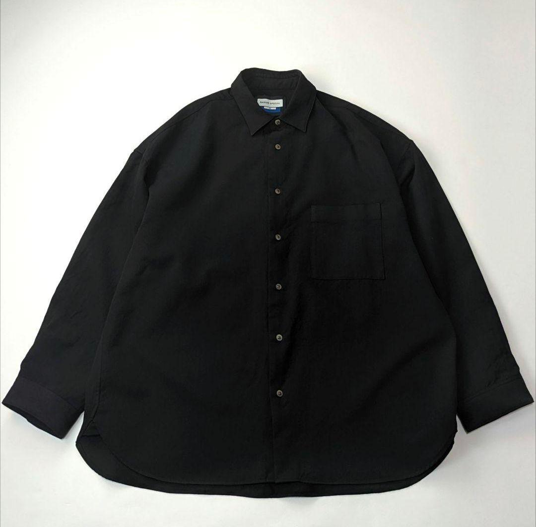 美品★メゾンスペシャル　ブラック　ウールシャツ　レギュラーカラー　オーバーサイズ