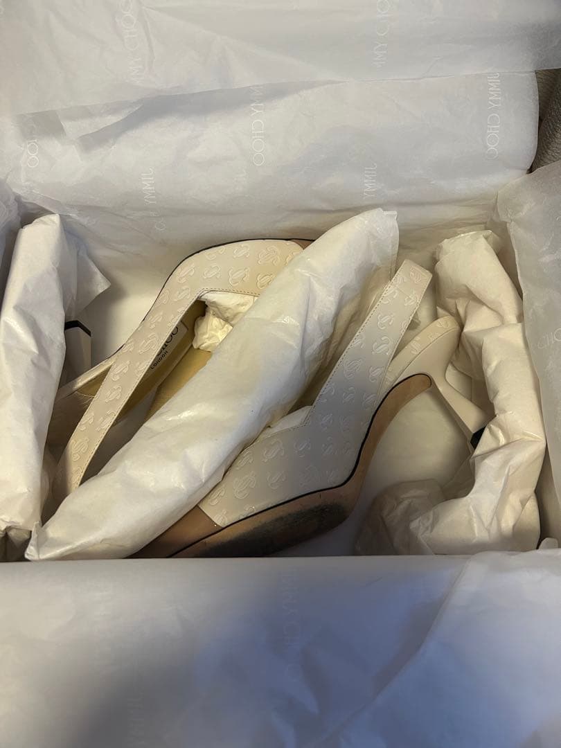 Jimmy Choo スリングバックパンプス ホワイト/ベージュ