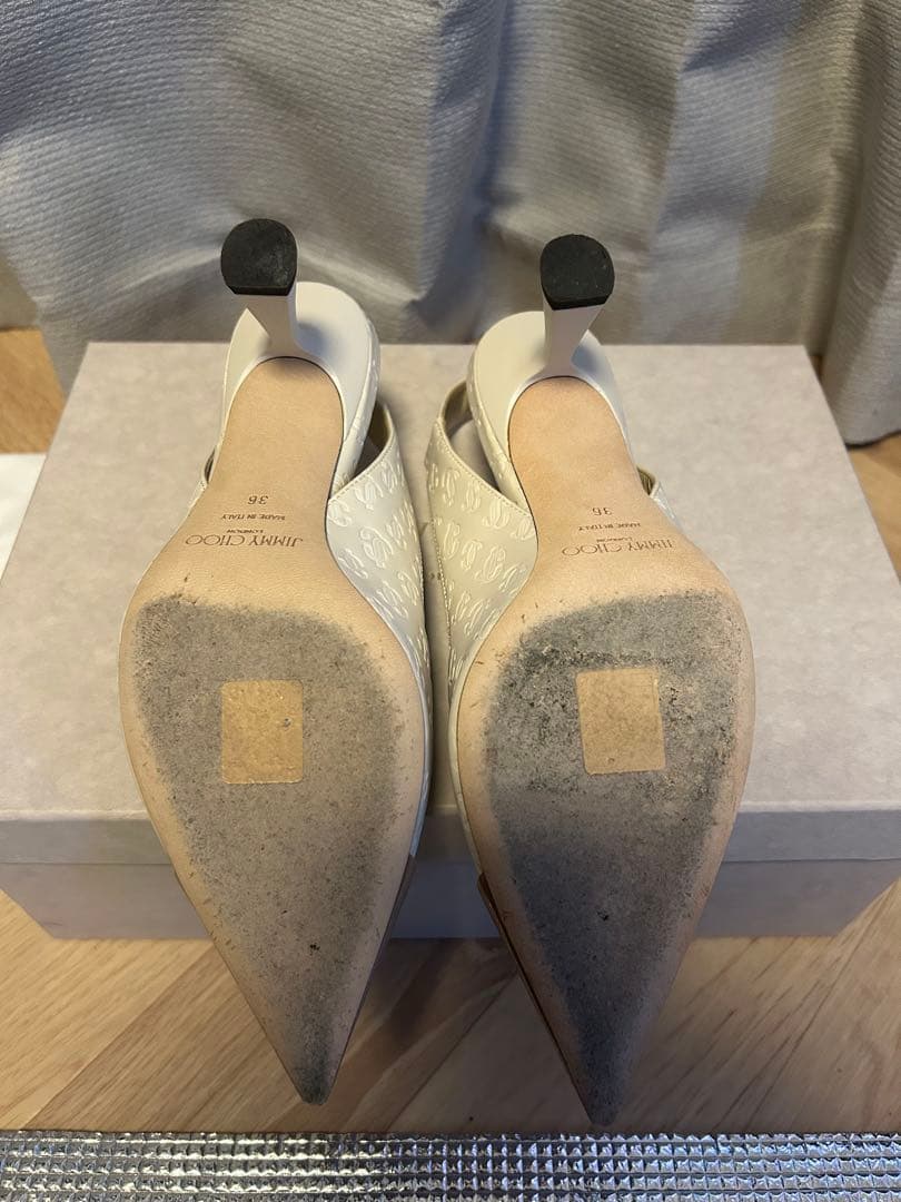 Jimmy Choo スリングバックパンプス ホワイト/ベージュ