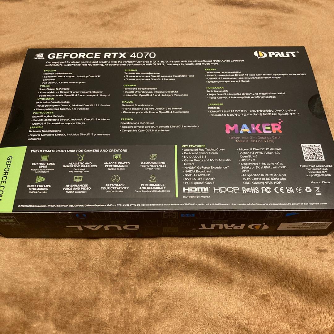 グラフィックボード・グラボ・ビデオカード Palit RTX4070 DUAL 12GB