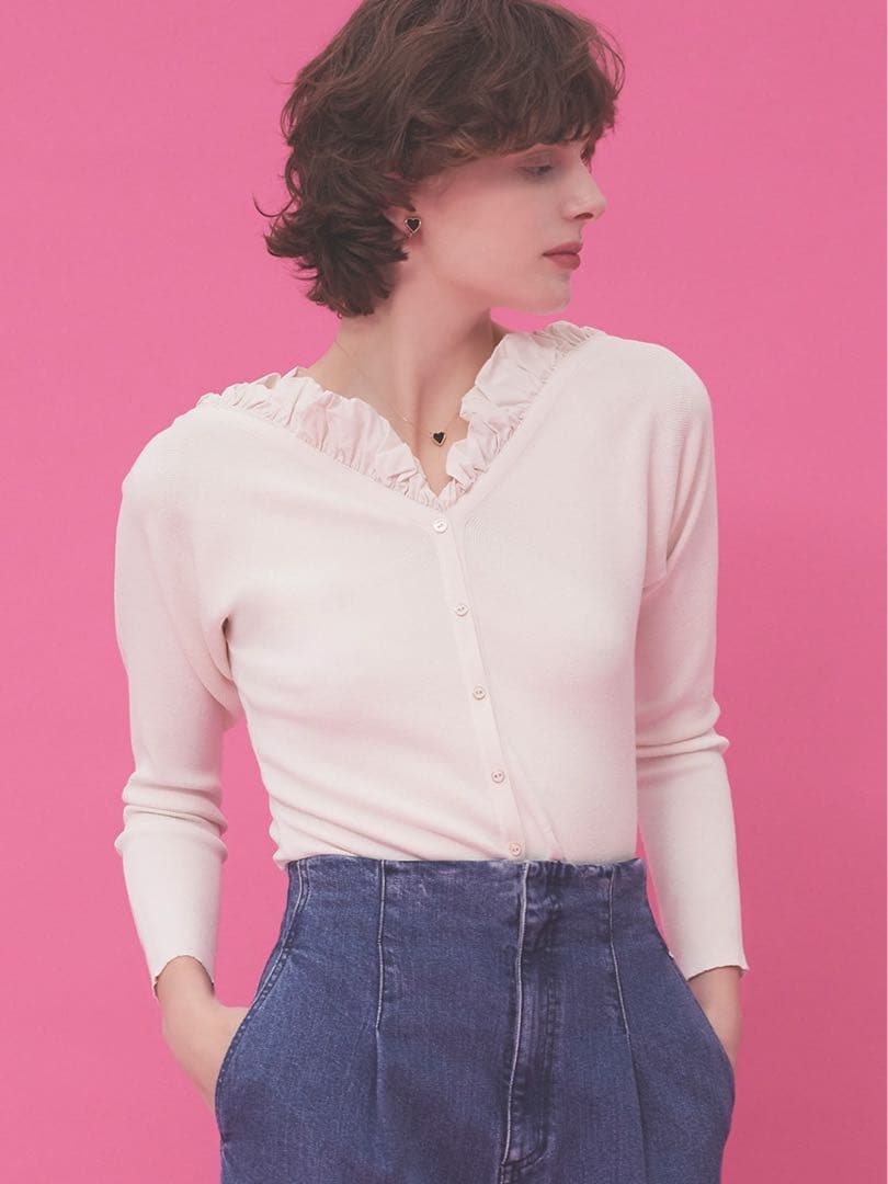 HANAE MORI× CELFORDコラボ ハートネックリブニットプルオーバー