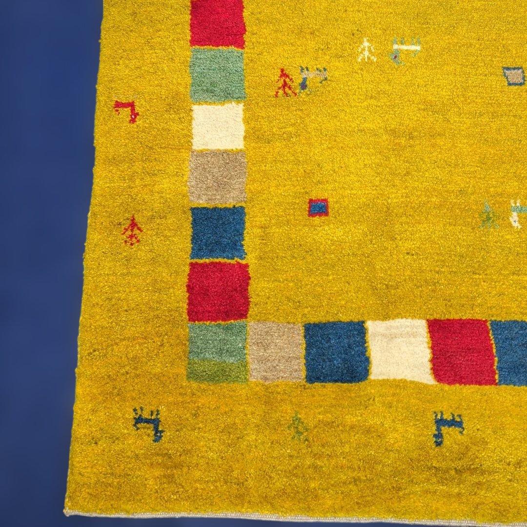 世界に一つだけの手織り絨毯 ギャッベ ラグ 178×115cm ウール100%