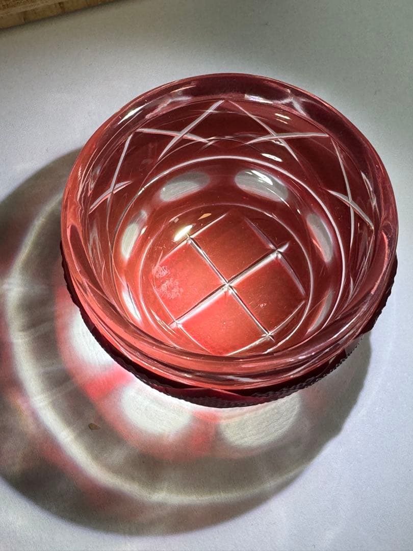 薩摩切子復元島津　赤　ミニ猪口 N0007 最終値段