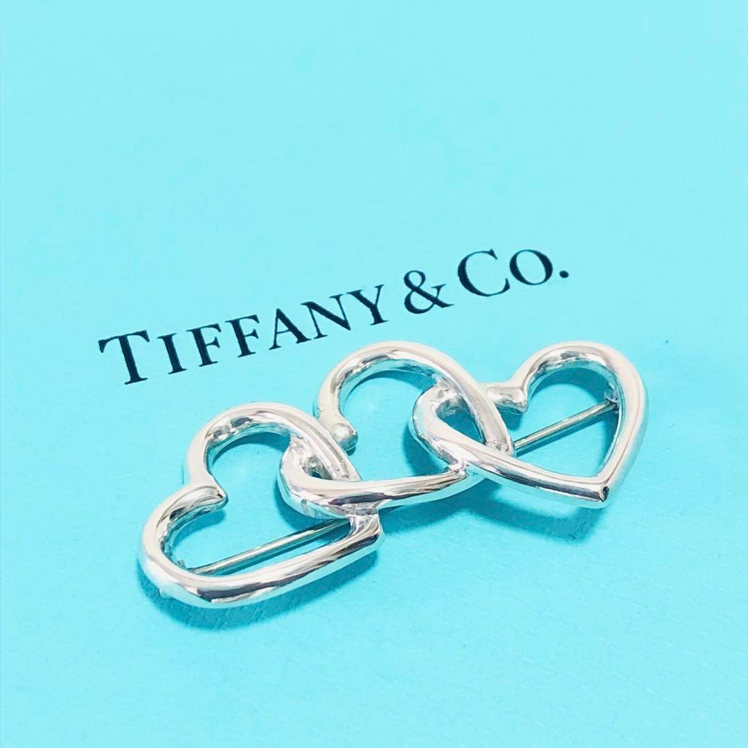 TIFFANY トリプルハート シルバー ブローチ M255010