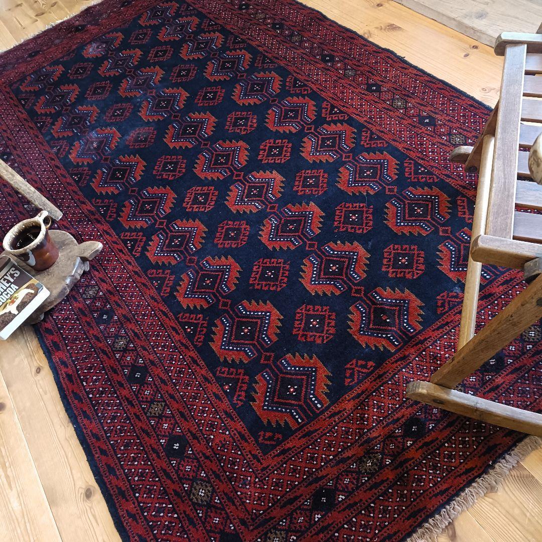 ※【もーちんページ】L205cm 訳あり　トライバルラグ　ヴィンテージラグ