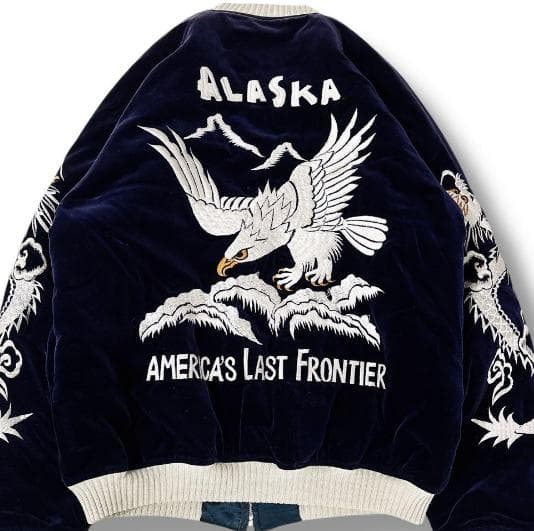 み*む様 ザフラットヘッド リバーシブル スカジャン 別珍 XLサイズ ネイビー