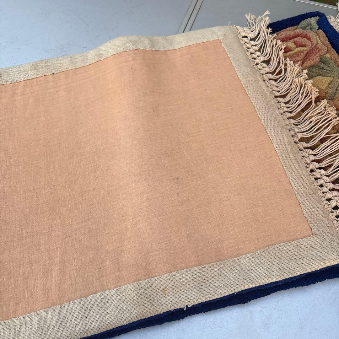 Y*Y様 ヴィンテージ 中国段通 ウール ラグ 玄関マット カーペット 花柄