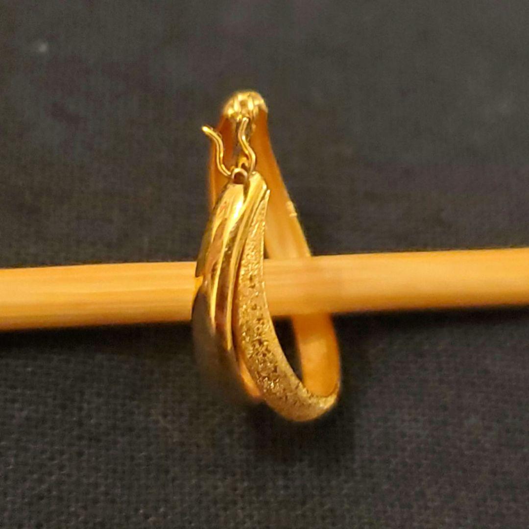 K18イエローゴールド ダブルリング ピアス(片耳用)