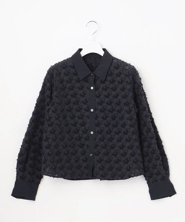 自由区　シアージオメトリックジャカードクロップド丈 ブラウス