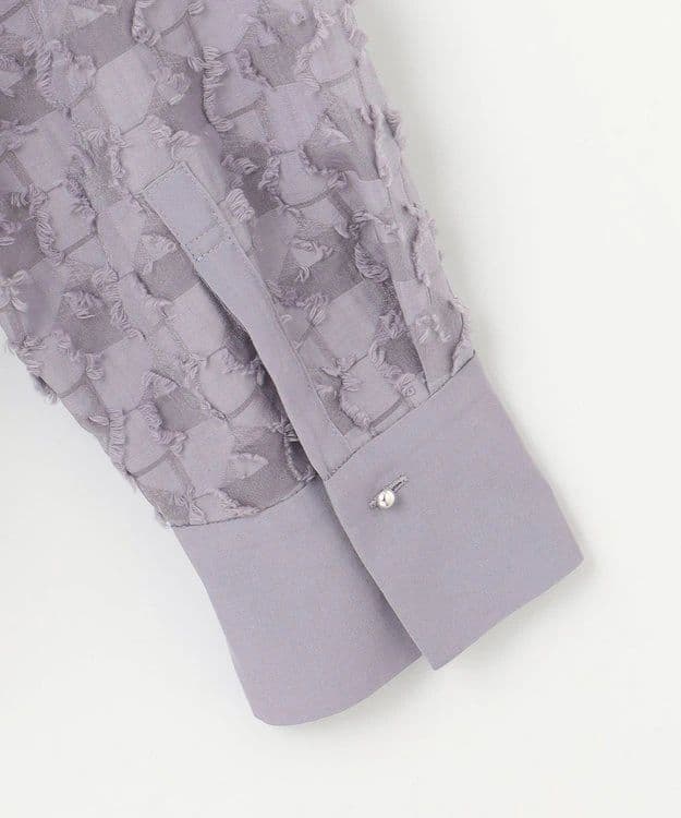 自由区　シアージオメトリックジャカードクロップド丈 ブラウス