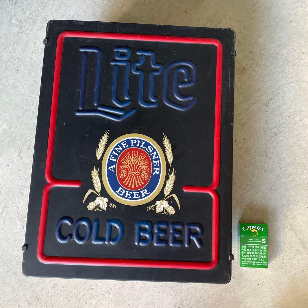 80's ヴィンテージ Miller Lite Beer ライトサイン 看板