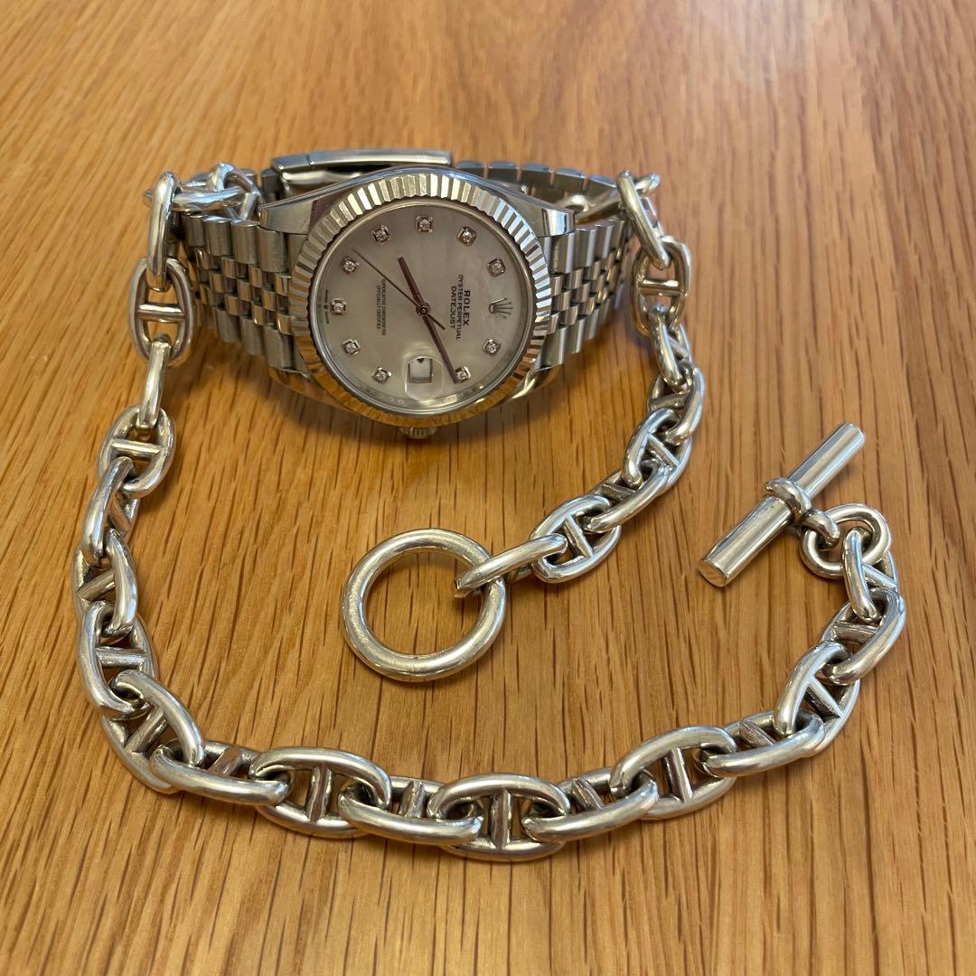 限定入 シルバー925 アンカーチェーン ネックレス シェーヌダンクル MM