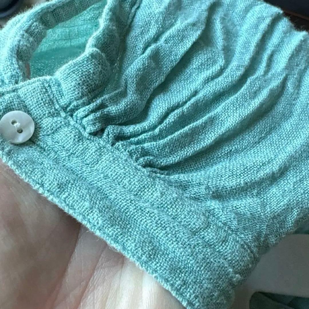 リネン 長袖シャツ ライトグリーン