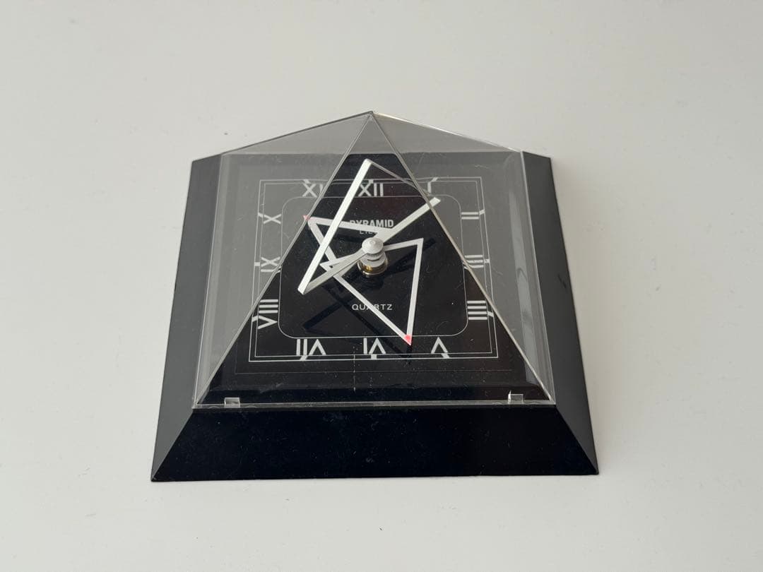ポストモダン 掛け時計 置時計 ピラミッド型 黒 動作確認済