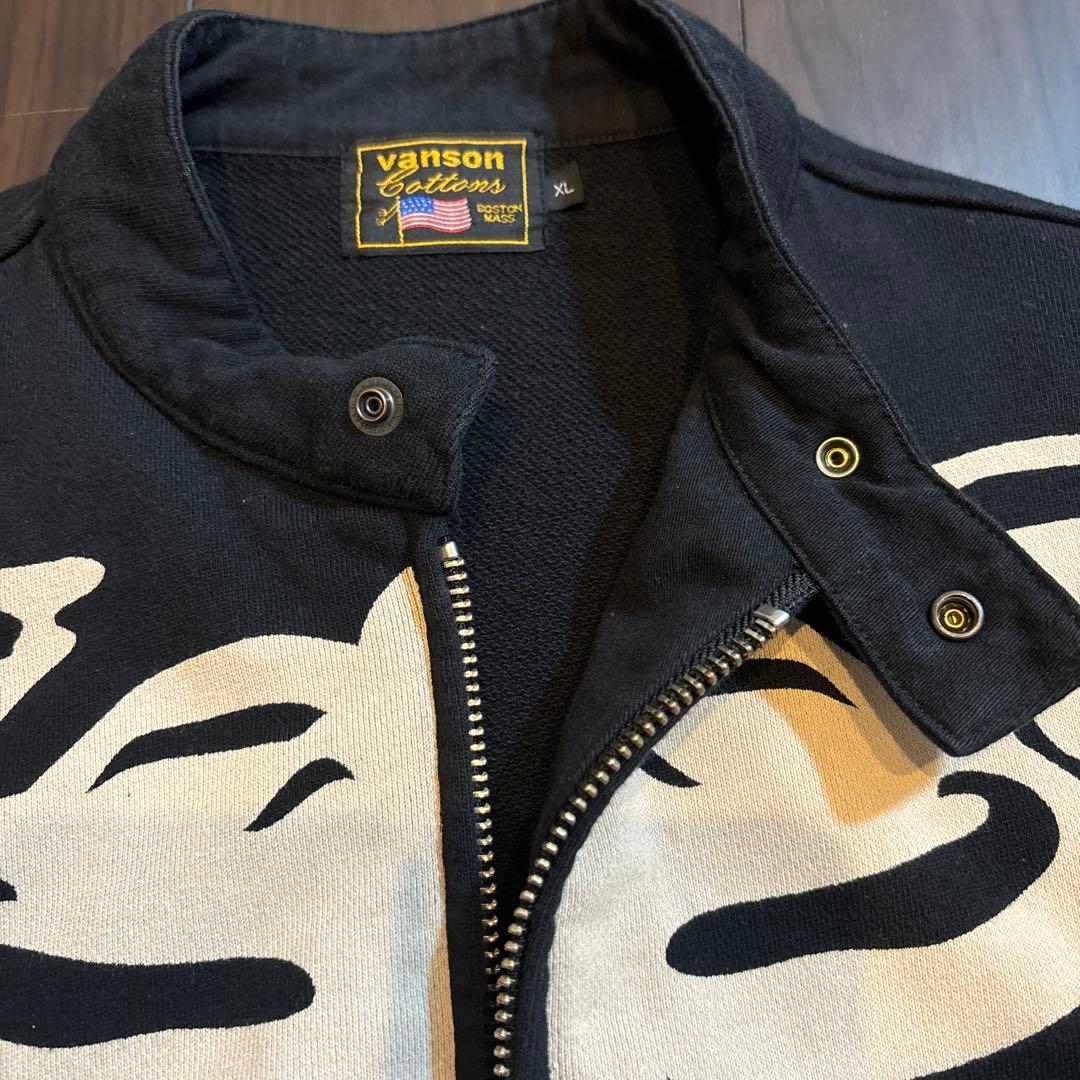 VANSON バンソン コットン シングルライダースジャケット スカル・ボーン