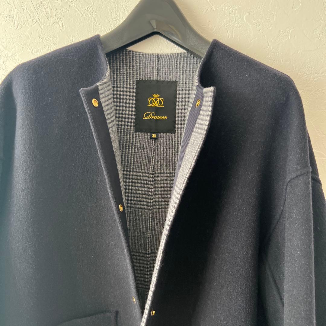 新品未使用　今季　DRAWER ビーバーケヌキノーカラージャケット